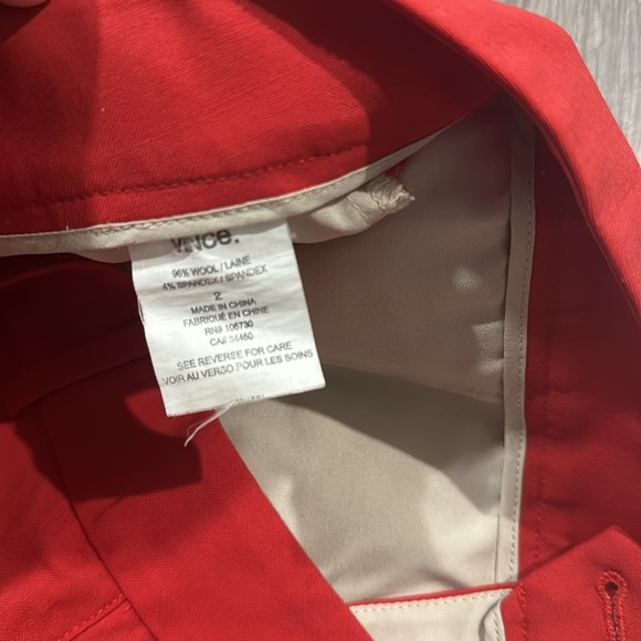 Vince red wool trouser pants size 2 - Picture 4 of 5